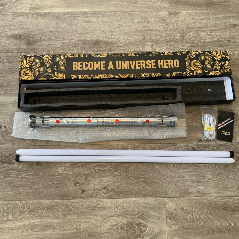Become a Universe Hero LED Saber - Silver with Red Accents